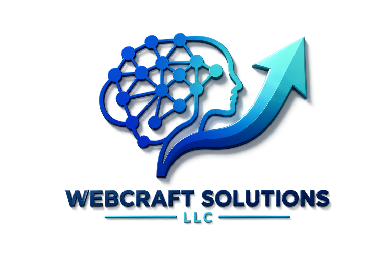 Webcraft Solutions LLC — neural network and growth arrow emblem
